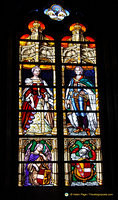 Stained glass depiction of Flanders rulers