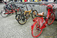 Colourful bicycles in the square
