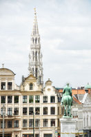 View of the Town Hall spire from Mont des Arts