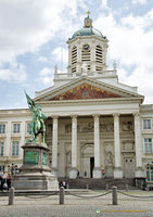 Church of Saint Jacques-sur-Coudenberg with the Statue of Godfrey of Bouillon in front