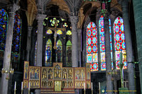 Beautiful stained glass and altarpiece of the Church of Our Lady