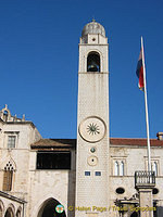 Dubrovnik - Croatia - Clock Tower (Gradski Zvonik) on eastern side of Square