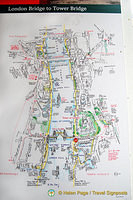 Map of London from London Bridge to Tower Bridge