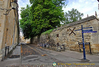 Brasenose Lane is the last Oxford passageway to retain its medieval single drainage channel in the centre
