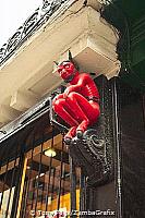 At No. 33 Stonegate, this medieval red devil watches over passers-by