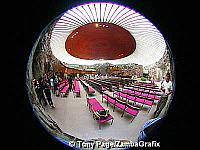 A fisheye view of the Rock Church - note the copper coil roof