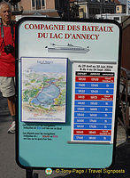 Cruise departure times with the Companie des Bateaux du Lac D'Annecy.