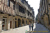 Rue de la Verrerie - A cobbled street in the old merchant's quarter lined with medieval half-timbered houses 
