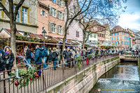 Christmas market stalls along the Lauch River
