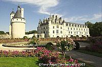 Diane de Poitiers, mistress of Henri II added the gardens and arched bridge over the river