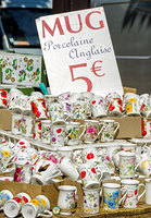 English porcelain mugs for sale at €5 each