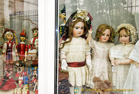 Dolls and costumes in the display window