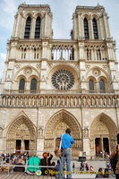 The famous west facade view of Notre-Dame