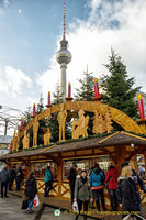 Christmas Market huts against the TV Tower