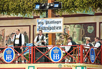 The bands plays oompah Oktoberfest music