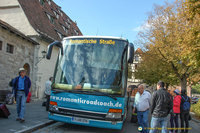 Romantic Road bus on Schrannenplatz
