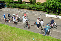 The Uniworld river cruise cyclists assembling for their cycling tour