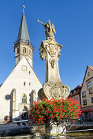 Weikersheim fountain and church