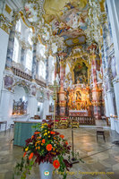 Wieskirche dome ceiling and altar