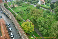 View of Rothenburg fortification wall from the Roderturm