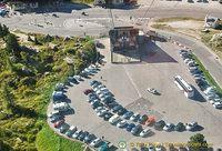 The Lagazuoi cable car base station and car park