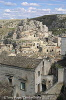The town of Matera is perched on the edge of a deep ravine