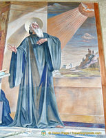 St Benedict has a vision of his sister's soul, in the form of a dove departing for heaven