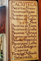 Different types of pecorino cheeses which Pienza is known for