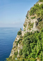 The hilly landscape of Positano