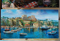 Painting of Sorrento harbour with the Excelsior Vittoria on the hill