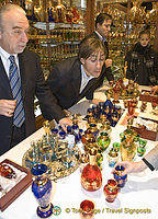 Murano glass salesman on the lookout for sales 