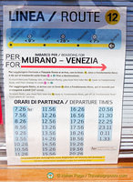 Vaporetto Line 12 timetable from Murano to Venezia