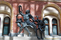 Laocoön and his sons Antiphantes and Thymbraeus being attacked by sea serpents