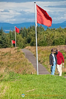 The red flags of the Government army front line