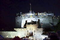 Edinburgh Castle silhouetted against the night skies