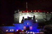 Throughout the evening the castle is lit in different colours.  Look out for the Lone Piper