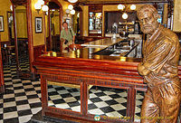 Hemingway in the side bar at the Café Iruña