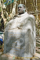 This statue of Ernest Hemingway was a 1968 tribute by the Pamplona city Council