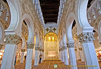 Octagonal pillars support the beautiful horse-shoe arches inside the Santa Maria la Blanca