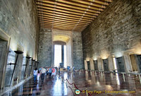 The Hall of Honour is a room measuring 41.65 m by 57.35 m
