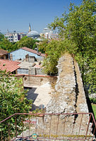 View of the old Seljuk city wall as seen from the upper level of Hadrian's Gate