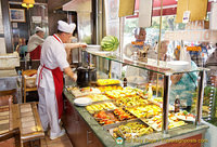 The food counter at the Lale Restaurant