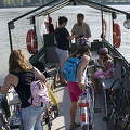 This little ferry takes passengers across the Danube