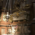 The left side altar in the transept contains the skeleton of St. Coloman in a sarcophagus