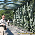 Tony crossing the bridge and back to our river-boat