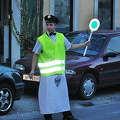 The lolly-pop man stopping traffic