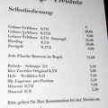 Price list of Raffelsberger Hof's Lounge which works on an honour system