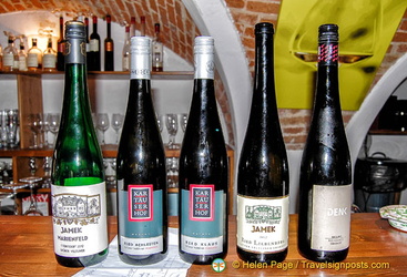 Five Wachau wines we tried in our wine-tasting session