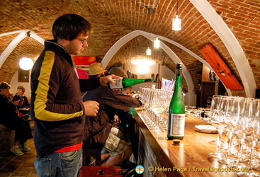Winetasting in the cellar of Raffelsberger Hof