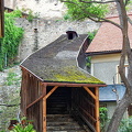 Covered passageway up to the white church